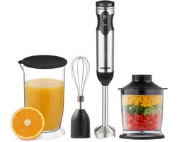 Tomado TSB9001B - Staafmixer set - 4-in-1 - 1000W - Garde, hakmolen en maatbeker - Handblender - RVS