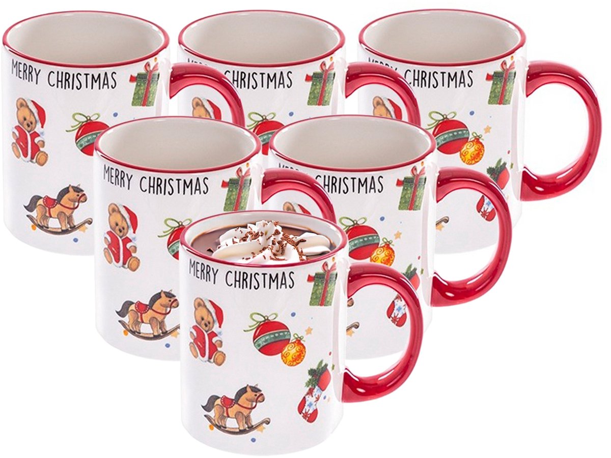 CM Kerst mok - 25x - Merry Christmas - 300 ml - keramiek - in doosje - koffiemok - cadeau - kerstbeker - theemok