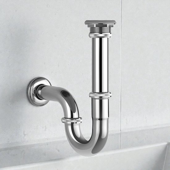 Design Sanitair Winkel | Afvoer set popup afvoer wand met sifon Chroom zonder overloop - - Design Sanitair Winkel