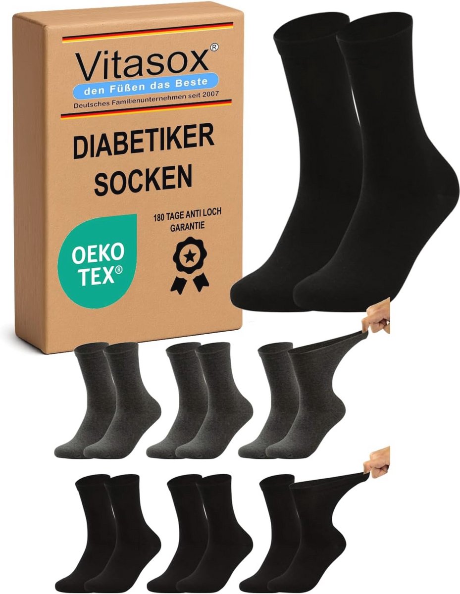 Gezondheidssokken voor heren met brede schacht en elastische band zonder rubber