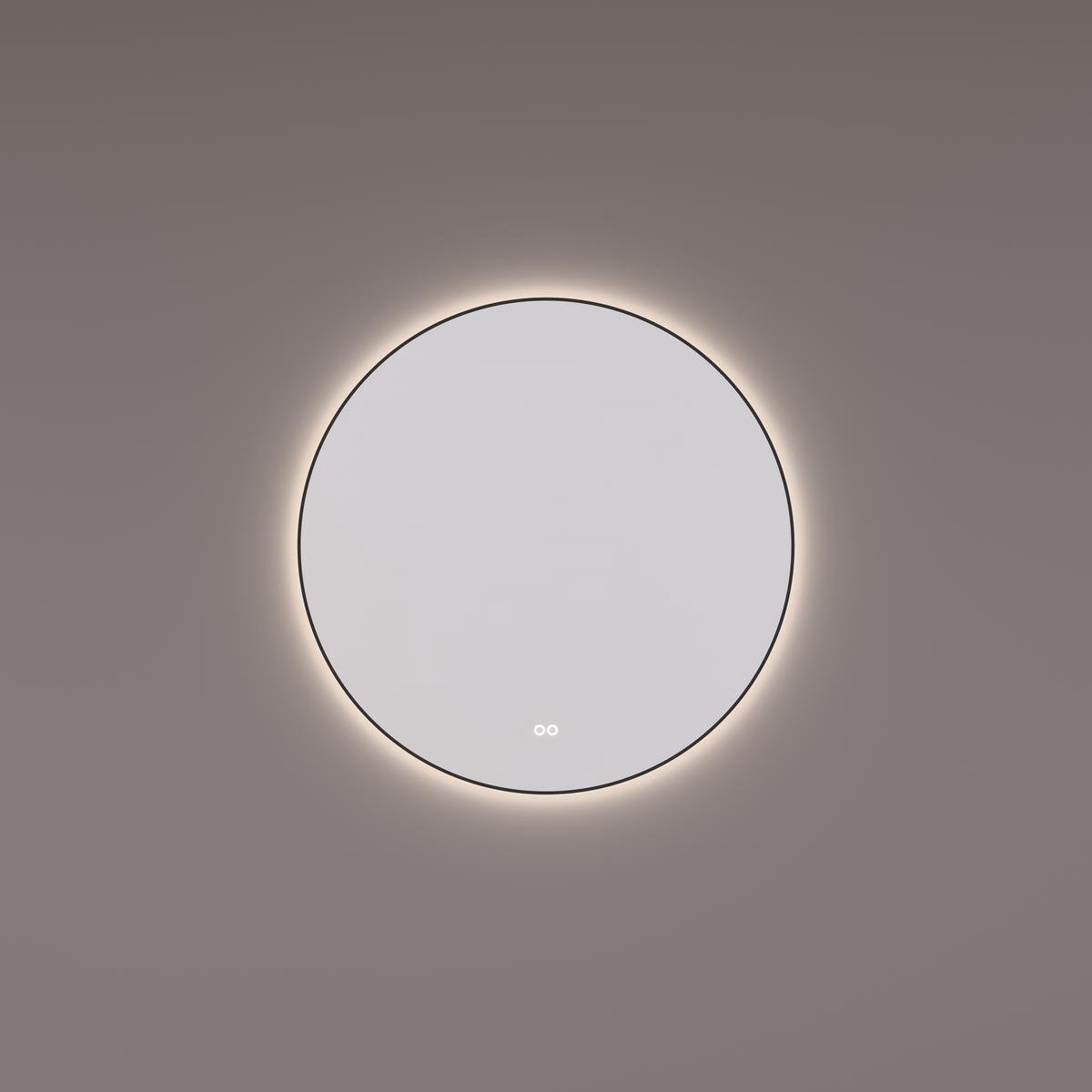 HIPP Design spiegel Rond Mat Zwart Indirecte LED Verlichting 120x3 cm met Touch Dimmer Spiegelverwarming Kleurenwissel