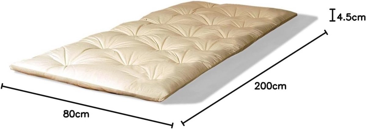 Draagbare opvouwbare futonmatras voor yoga en massage - 100% katoen, 180 x 200 cm
