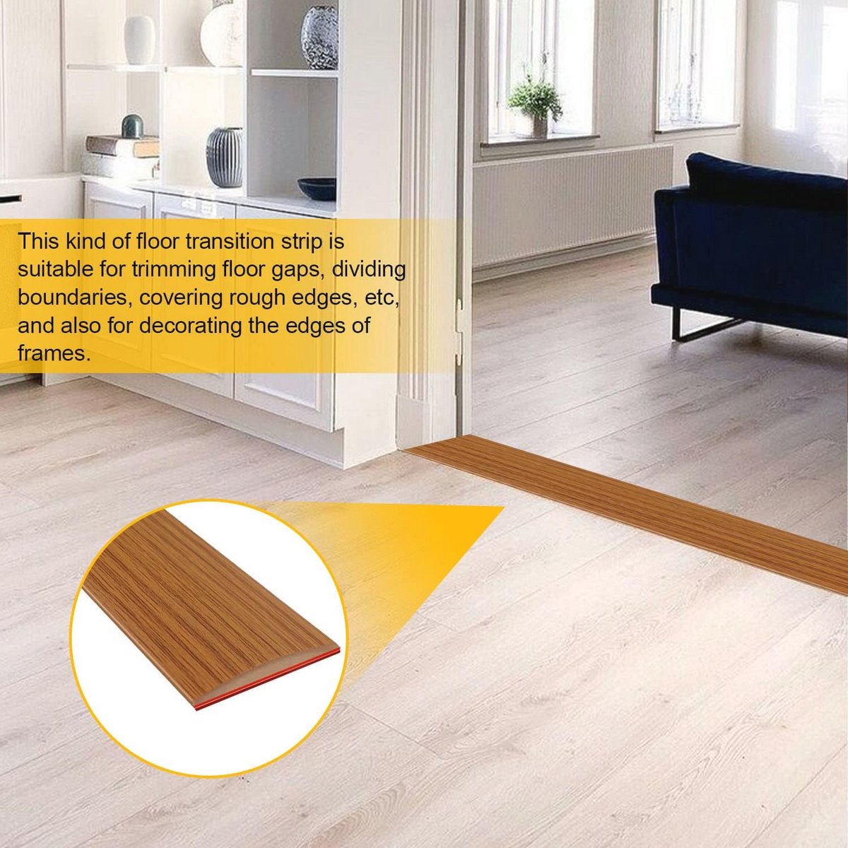 Zelfklevende Vloerdrempelstrip - 4 Meter, 5 cm Breed, PVC, Tapijt naar Laminaat Overgang