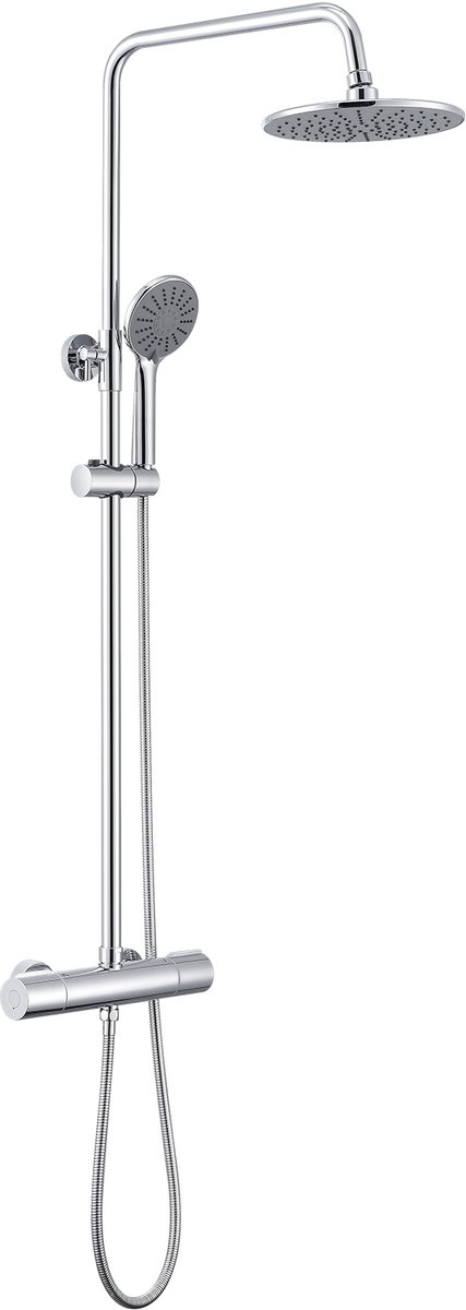 Auralum MAX Regendouche met Thermostaatkraan - Doucheset - Regendoucheset - Douchekolom met Thermostatische Mengkraan - 9 inch Douchekopt - Waterbesparend - Chroom