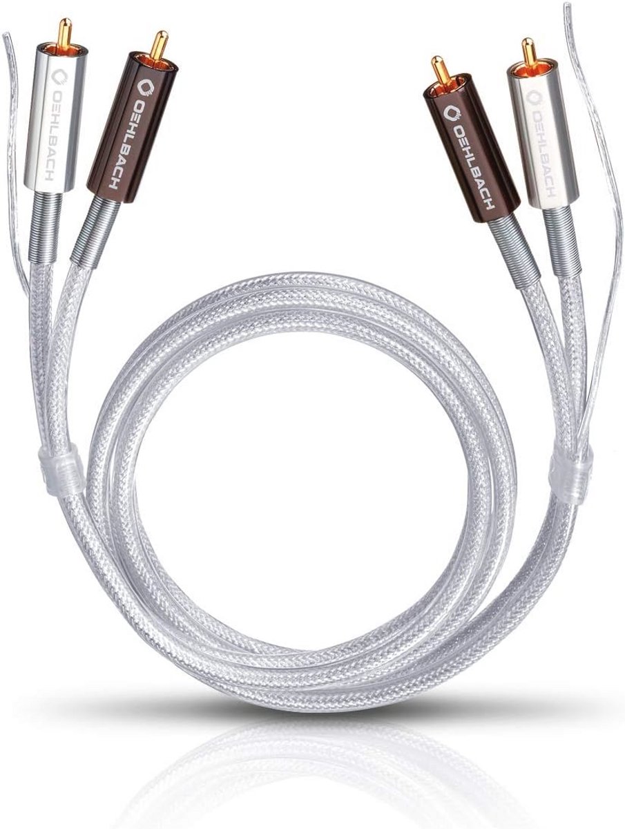 Eersteklas Stereo Phono RCA-kabel Set voor Platenspeler en Versterker - 2 m - Zilver