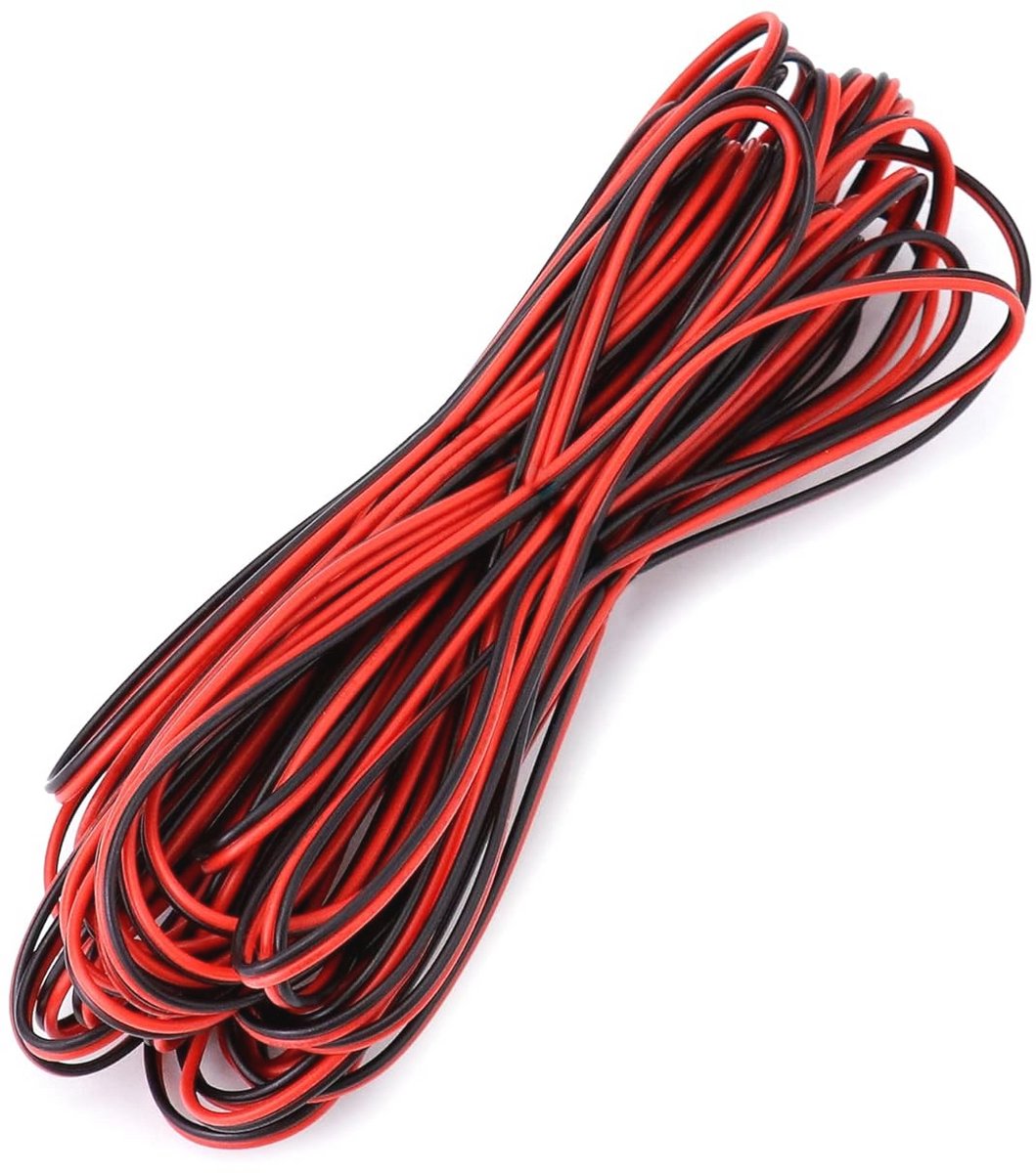 10 Meter 22AWG 2 Core Elektrische Draad - Zwart/Rood Verlengsnoer voor LED Strip en Elektronische Bedrading