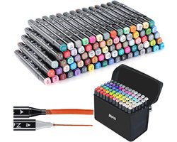 Zekkai Markeerstiften, 80 gekleurde graffitistiften, markeerset, vettige markeerkleuren, Twin Tip markeerstiften, markeerstiften, set voor studenten, manga-kunstenaars, design, school, tekening