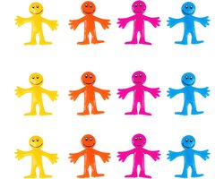 SHATCHI Stretchy Smiley Mannen Verschillende Kleur Kids Verjaardagsfeesttas Nieuwigheid Piñata Speelgoed Stocking Fillers voor Jongens Meisjes, 4 Stks/144 stuks, Multicolor, 24 stuks