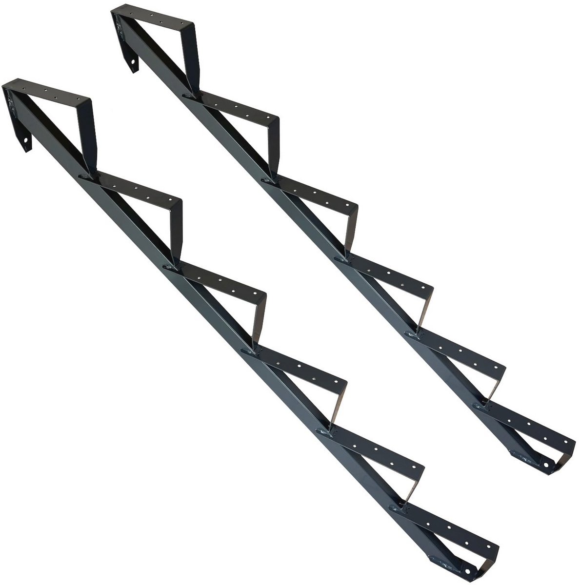 Houten Trapframe Antraciet voor Binnen en Buiten - Keuze uit 2-6 Treden
