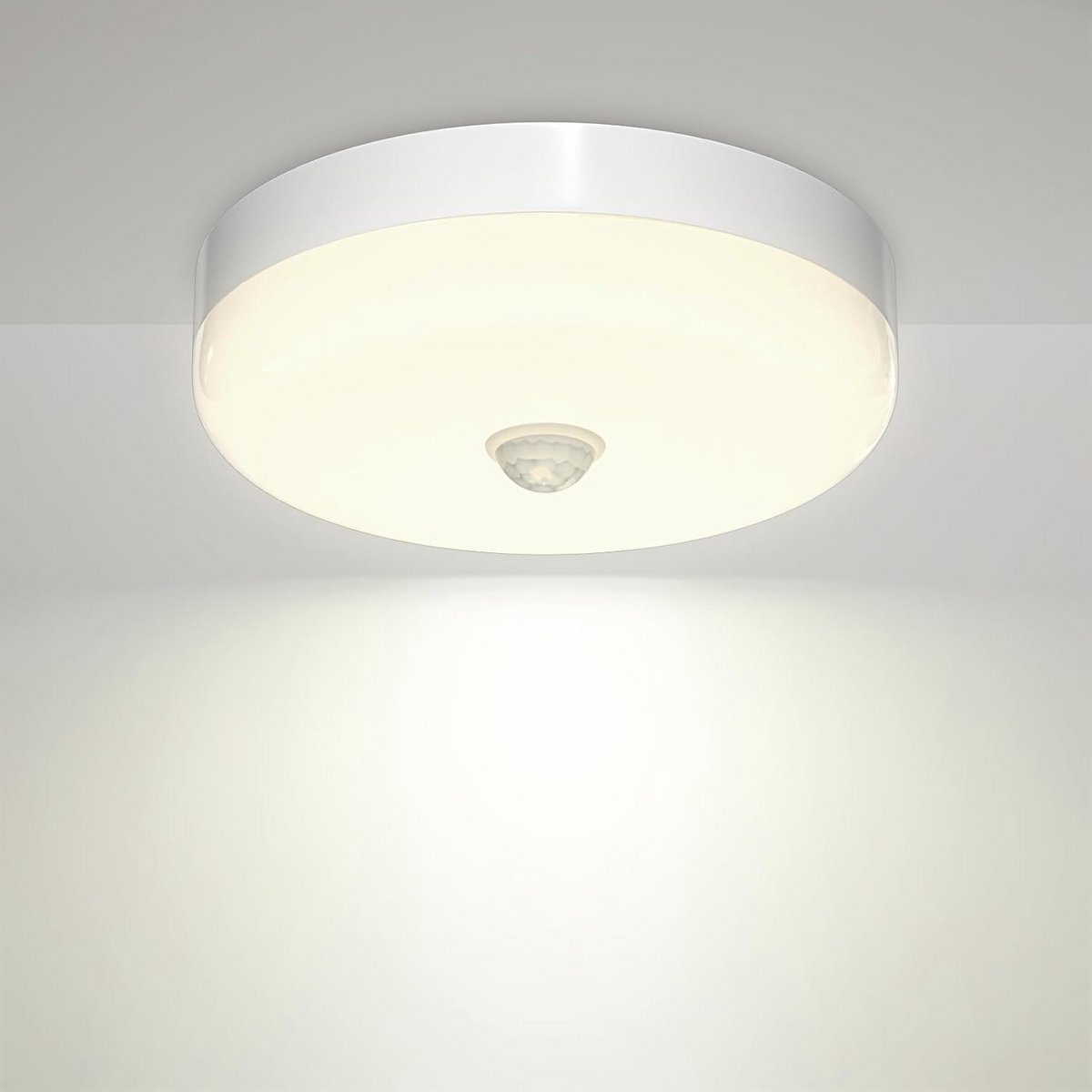 LED Plafondlamp met Bewegingssensor 15W - Ronde Binnenlamp 1500lm Natuurwit voor Garage, Gang, Balkon