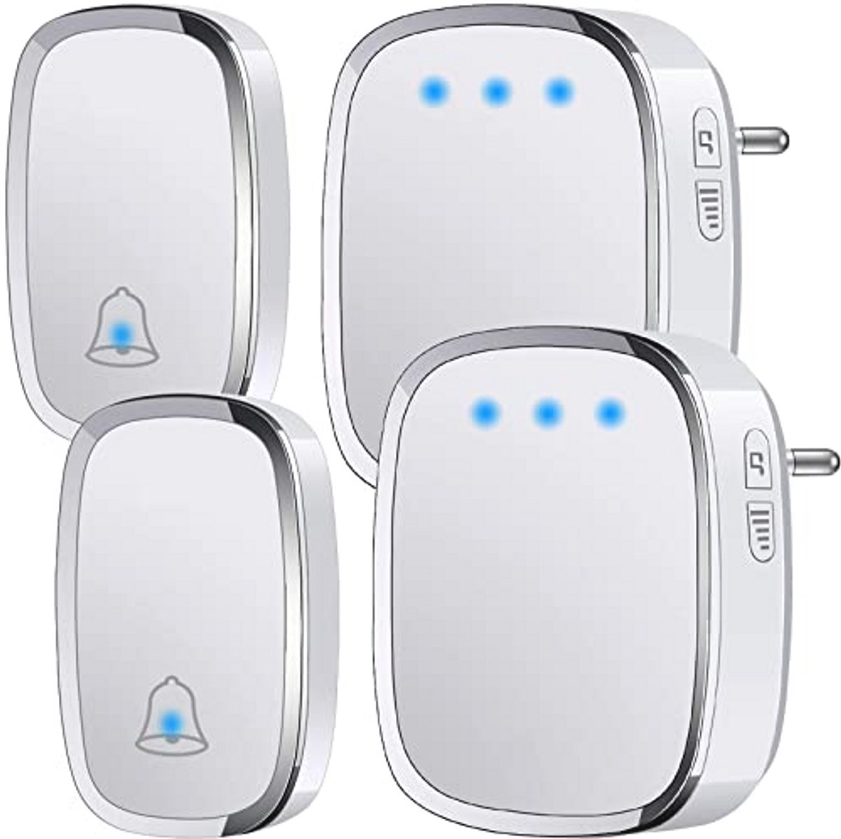 Draadloze Deurbel voor Buiten IP44 met Bereik tot 300M - LED-indicator, 2 Zenders en 2 Ontvangers