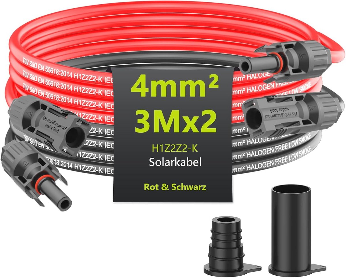 Verlengkabel voor zonnepanelen 6 mm2 / 4 mm2 - 1/2/3/5/10 meter