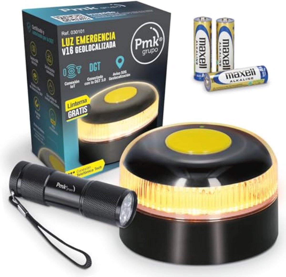 5 Stuks V16 Nood-LED-Zaklampen Wit & Geel Waarschuwingslampen met 5 Stuks V16 Nood-LED-Zaklampen Wit & Geel Waarschuwingslampen met