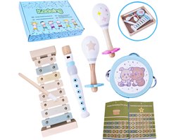 Kadoing® Houten Muziekinstrumentenset - Montessori Speelgoed voor Kinderen - met Xylofoon - Duurzaam Muziekspeelgoed voor Peuters en Kleuters - Dutch Design - Little Kerst Cadeautjes - Het Grote Speelgoedboek 2025 - Schoencadeautjes Sinterklaas