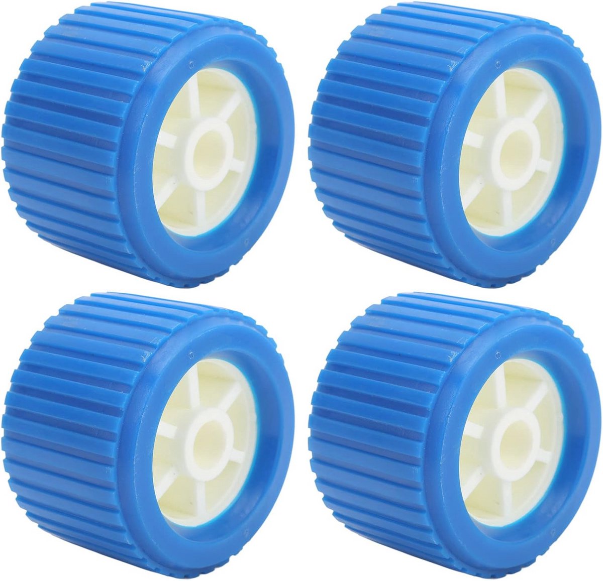 Wobble Roller Set voor Boten - 4 Stuks Geribbelde Wiebelrollers voor Jachten en Aanhangwagens (108x75x19mm)