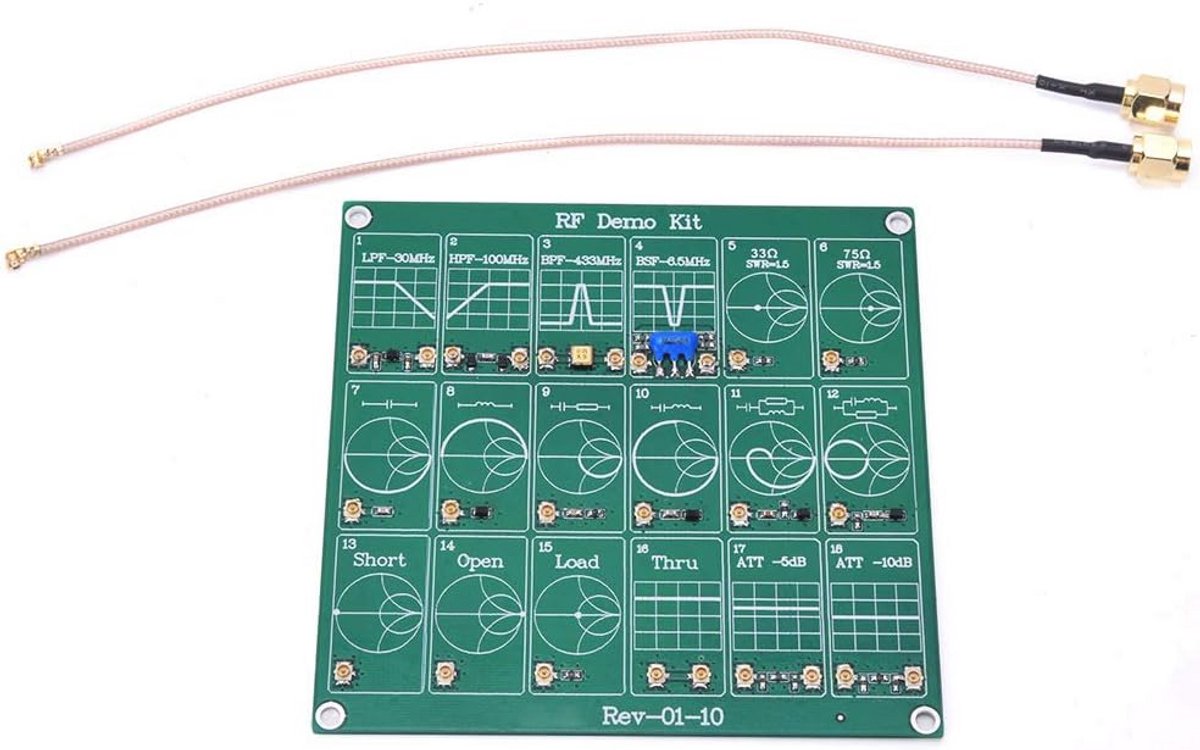 Functionele RF-testkaart met 18 modules voor netwerkanalyse en kalibratie