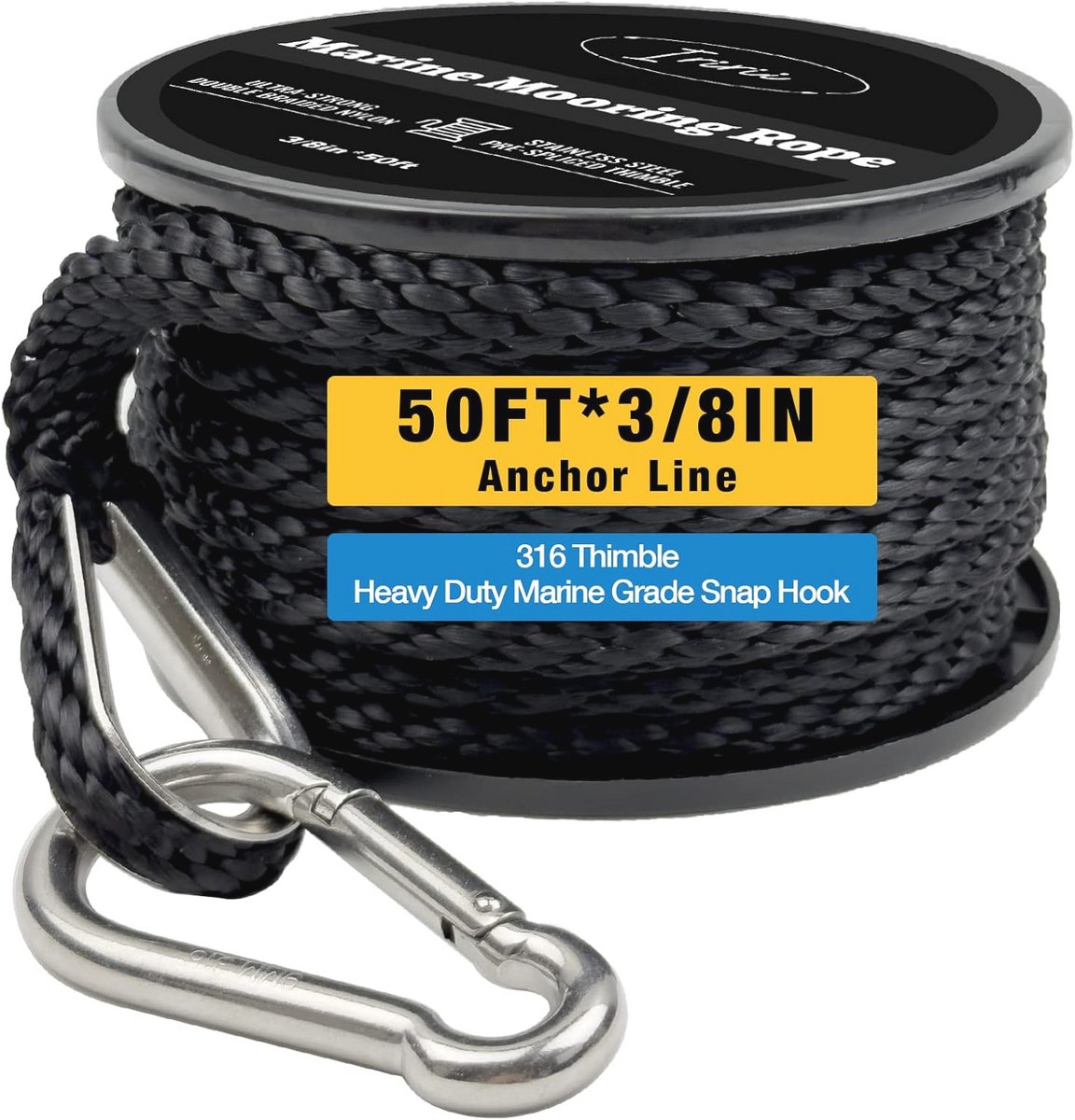 Dubbel Gevlochten Nylon Boot Anker Touw 50FT - Weerbestendig en Multifunctioneel