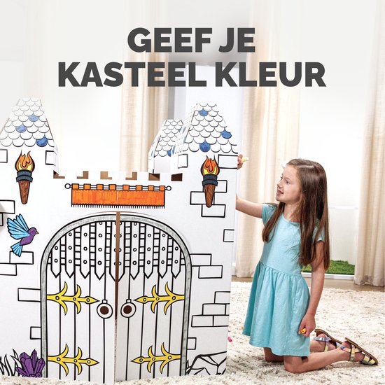 Bankers Box Play - Speelhuis stevig karton - Kasteel - Inkleurbaar van Merkloos — afbeelding 4