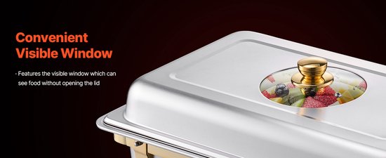 Chafing Dish - 4-Delig -Met Deksel - Buffet Set - Catering - Warmhoudset - Voor Feest, Kerst, Buffet, Verjaardag - RVS - Warmhoudschalen - Voedsel Verwamer - Au Bain Marie — afbeelding 3