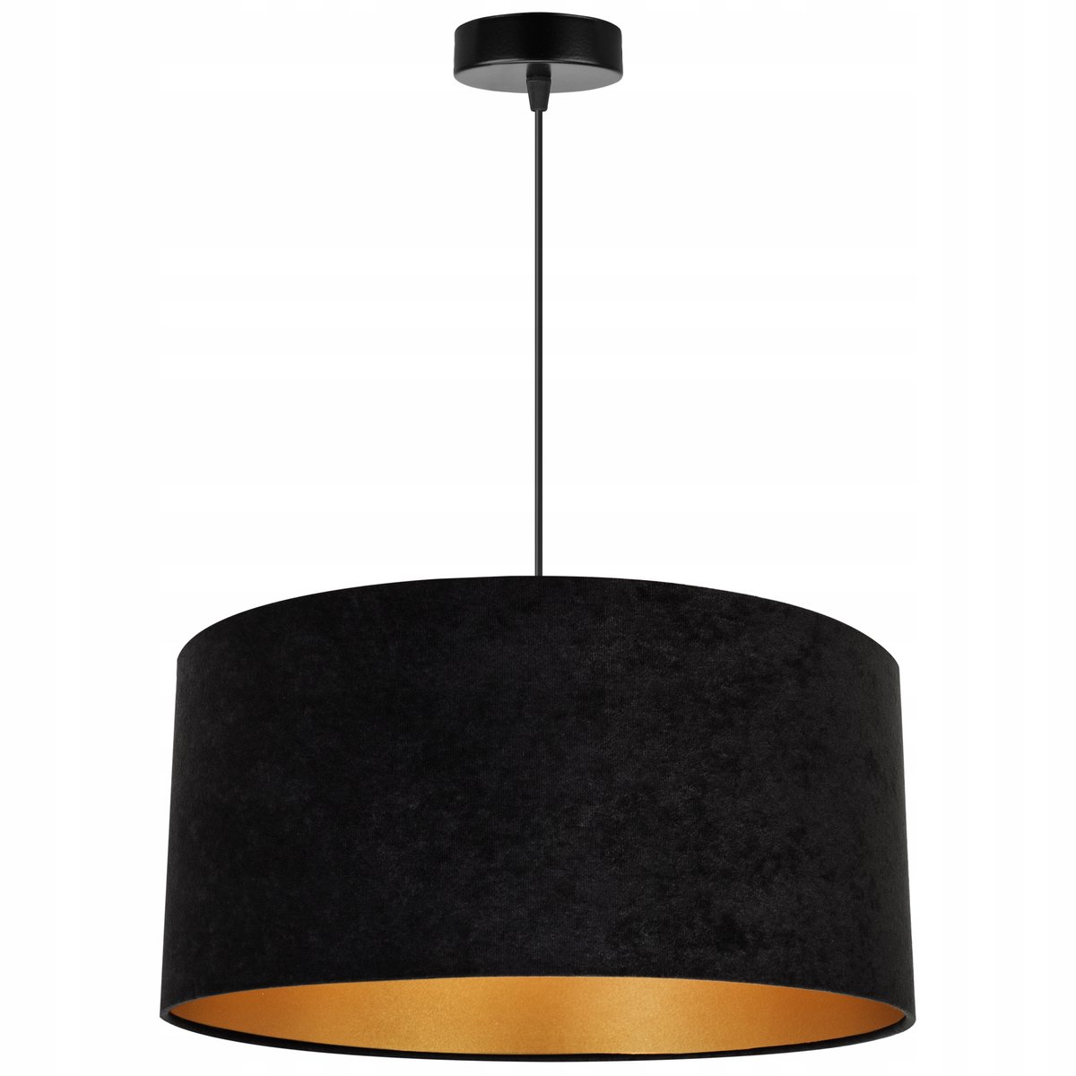 Light-Home Mediolan – Hanglamp – Zwarte Velours Kap – Goudkleurige Binnenzijde – In Hoogte Verstelbaar