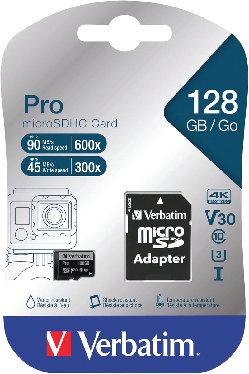 Micro SDXC Geheugenkaart 128 GB voor 4K Ultra HD Video-opnames - Ideaal voor Action-Cams, Camcorders, Smartphones en Tablets