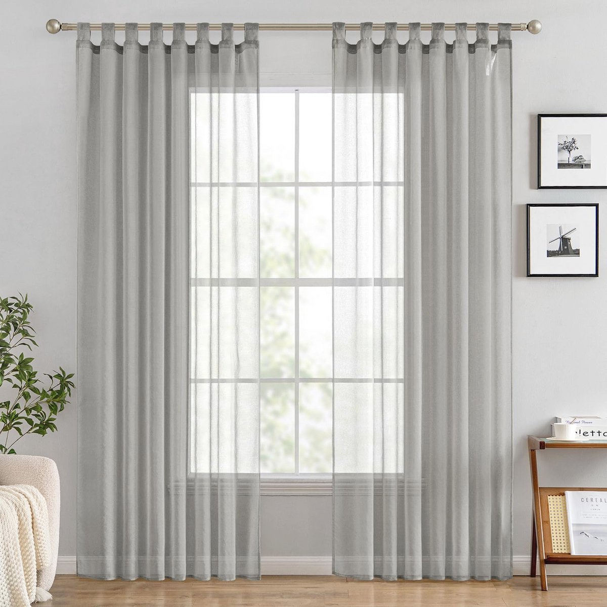 Transparante Gordijnen Set voor Woonkamer en Slaapkamer - Luchtige Decoratie 140 x 225 cm Grijs