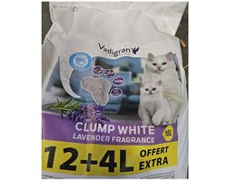 vadigran kattenbakvulling 12 + 4 l - clump white lavender fragrance - offert extra - optimale hygiene
