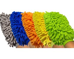 Gadgetpoint - Auto Schoonmaak Spons - Autospons - Washandschoen - Schoonmaakspons Handschoen - 3 stuks - 1 zijdig 3x Willekeurige kleur