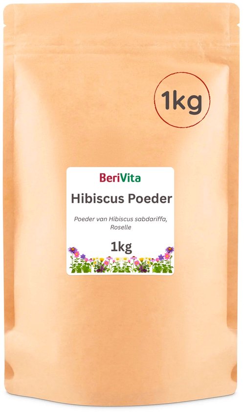 Hibiscus Poeder 1kg - Puur, Fijngemalen Hibiscus bladeren - Roselle Powder