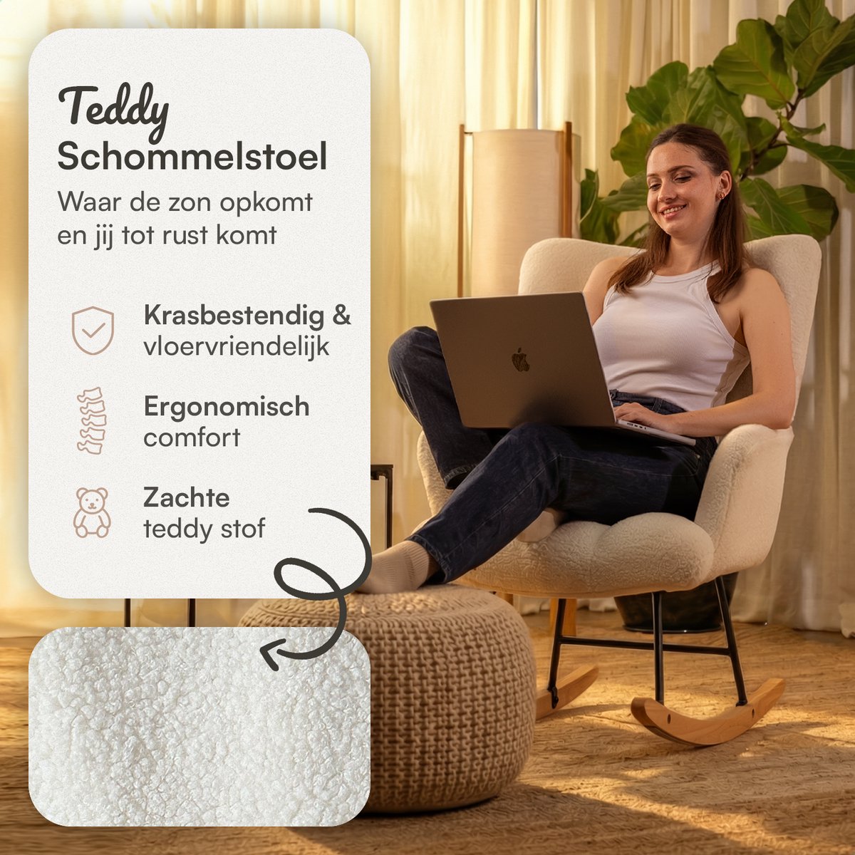 Flowsense Flowsense Teddy Wit Schommelstoel - afbeelding 3
