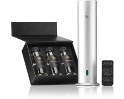 Pip & Wells® Pure One Aroma Diffuser - Waterloze Geurverspreider met 3 Hotelgeuren - Tot 100 m2 - Etherische Olie 360 ml - Mat Zilver - Incl. Afstandsbediening & Oplader