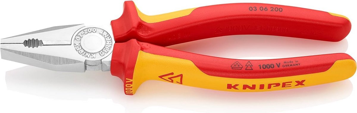 Professionele 200mm Combinatietang VDE Geïsoleerd - Multi-component Grip