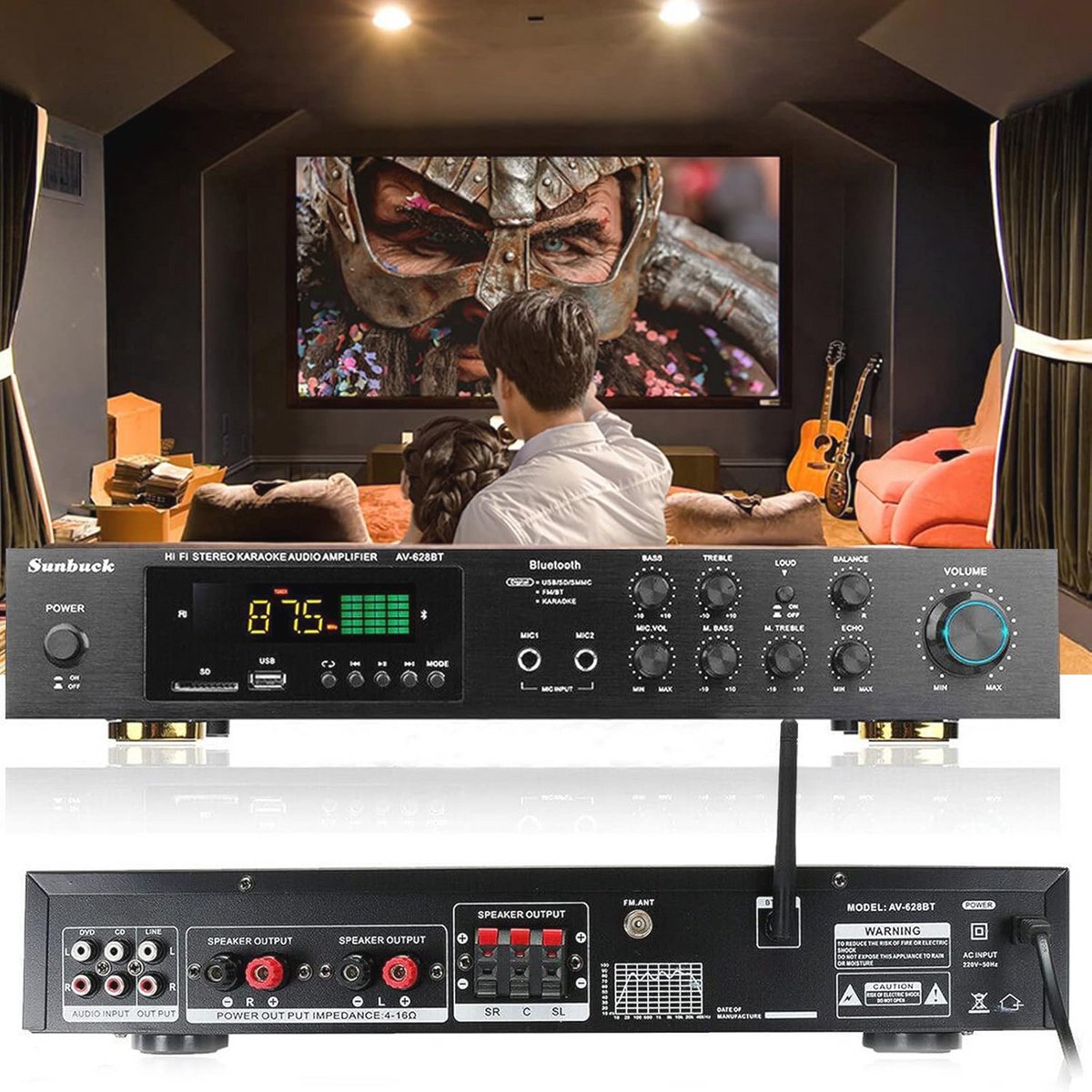 600 W HiFi Bluetooth Stereo Versterker met FM/AM Radio