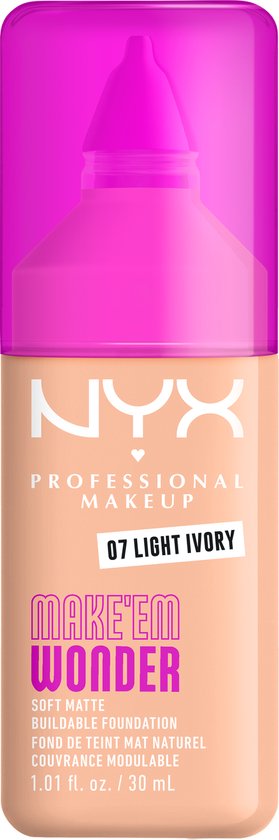 NYX Professional Make Up Make ‘EM Wonder Foundation – Zachte matte finish – Met huidverzorgende hyaluronzuur – Light Ivory