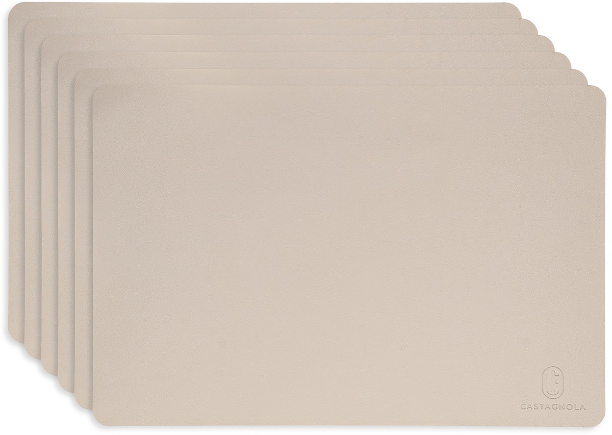 Castagnola Lederlook Placemats - Antislip Placemat van Kunstleer - Waterafstotende Onderlegger - Onderzetter - 6 Stuks - 45 x 30 cm - Offwhite