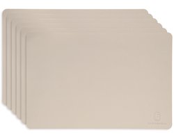 Castagnola Lederlook Placemats - Antislip Placemat van Kunstleer - Waterafstotende Onderlegger - Onderzetter - 6 Stuks - 45 x 30 cm - Offwhite