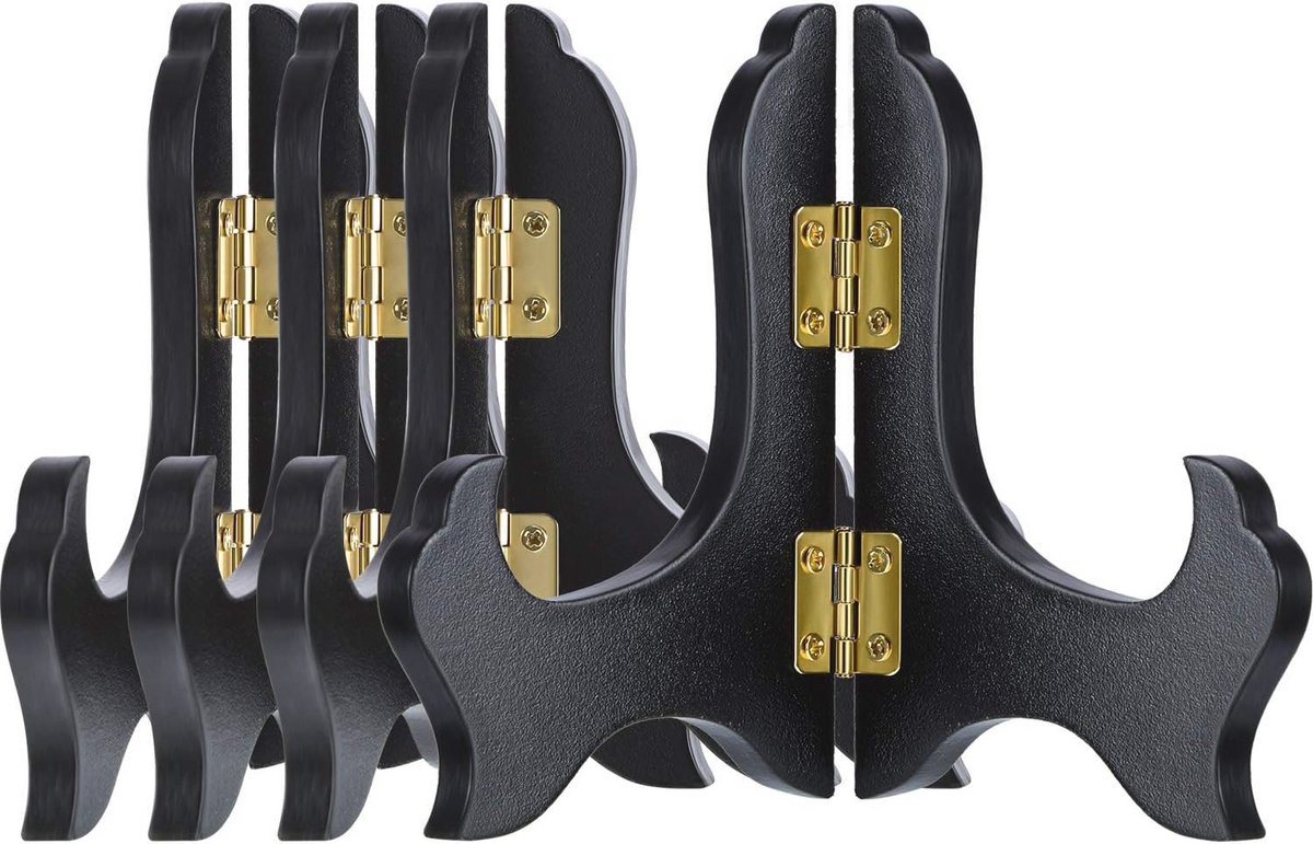 4 Stuks Houten Bordenstandaards - Ezelvormige Staanders - 10,2 cm - Zwart