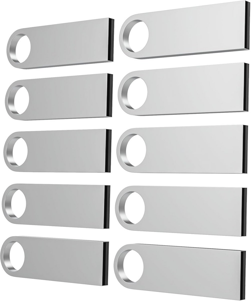 Mini USB-stick 32GB - Waterdicht en Draagbaar - 10 Stuks met Sleutelhangers