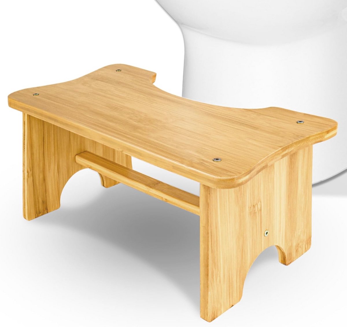 Natuurlijke Bamboe Toiletkruk voor Volwassenen - 17cm Hoog voor Aambeien en Constipatie Verlichting