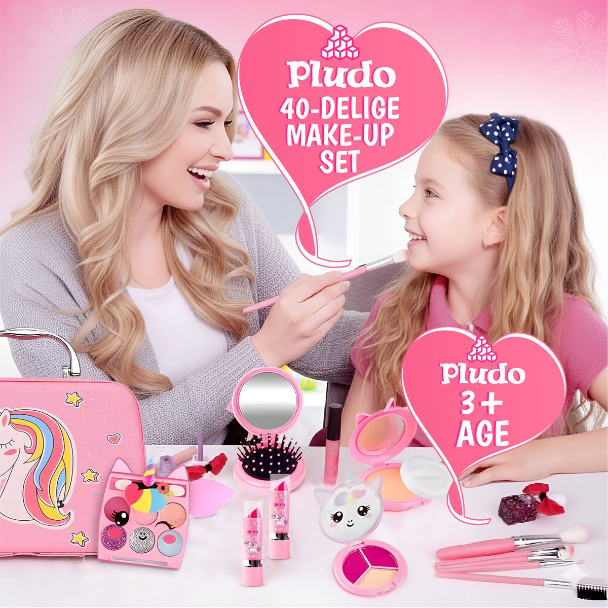 Pludo Kinder Make up - 40 Delige set - Kinder Make up Koffer - Speelgoed Meisjes - Lipgloss en Nagellak voor Meisjes - Unicorn — afbeelding 6
