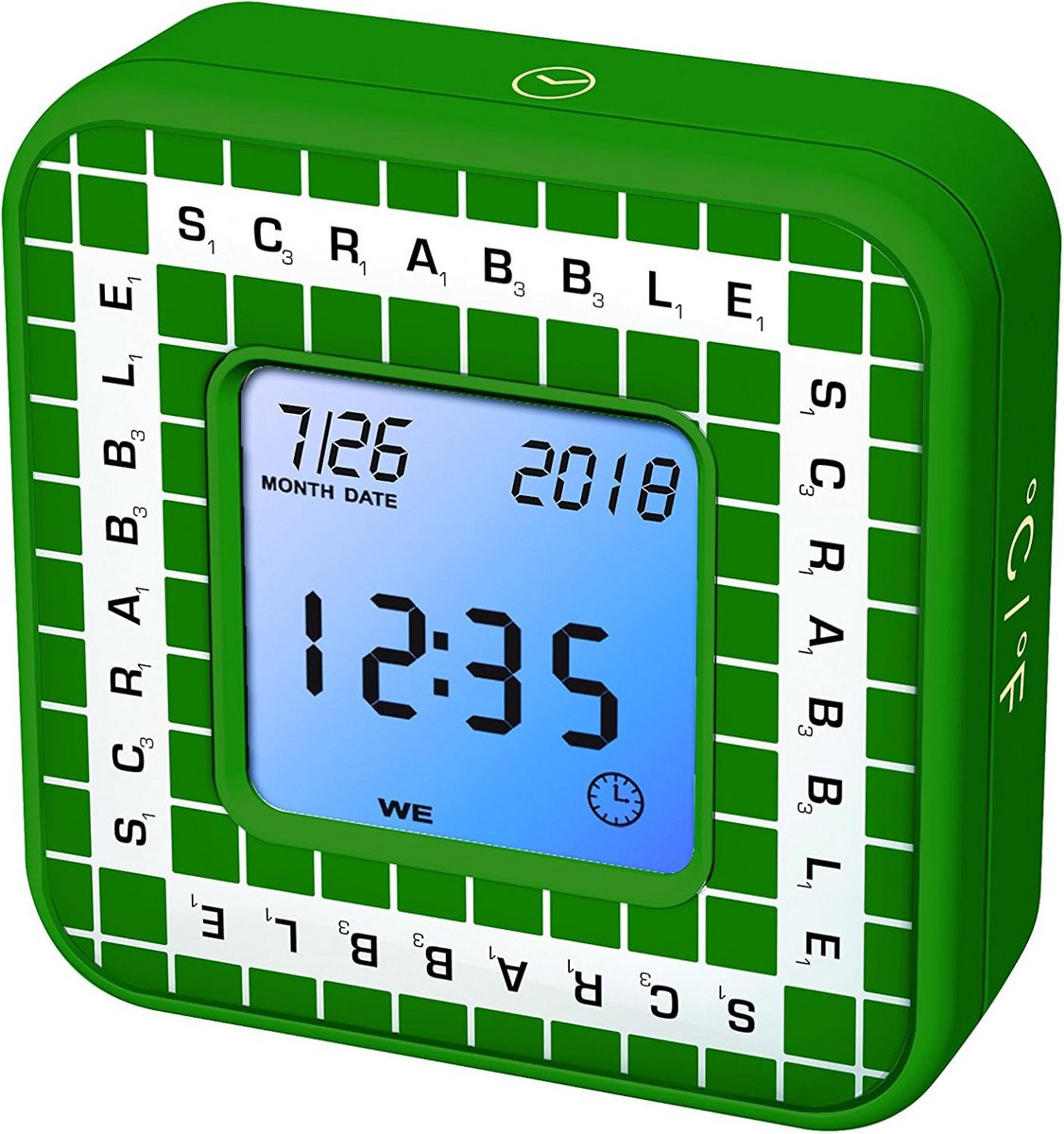 Multifunctionele Scrabble Timer met Klok, Wekker en Thermometer - Groen