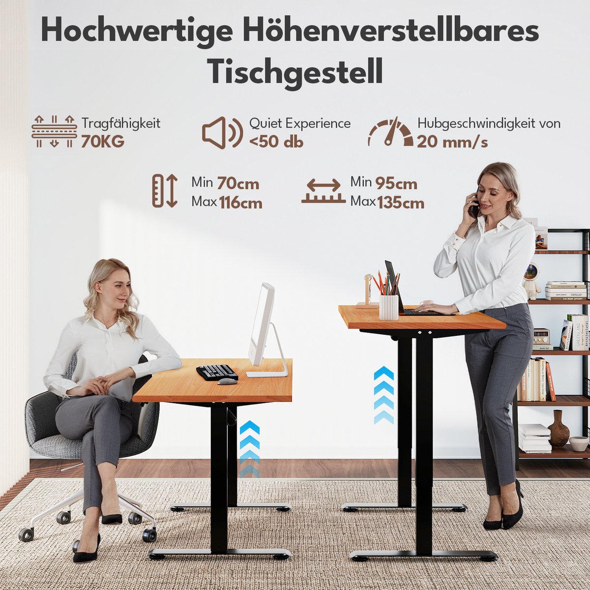 Premium elektrisch zit-sta bureauframe met 3 geheugenfuncties thumbnail 6