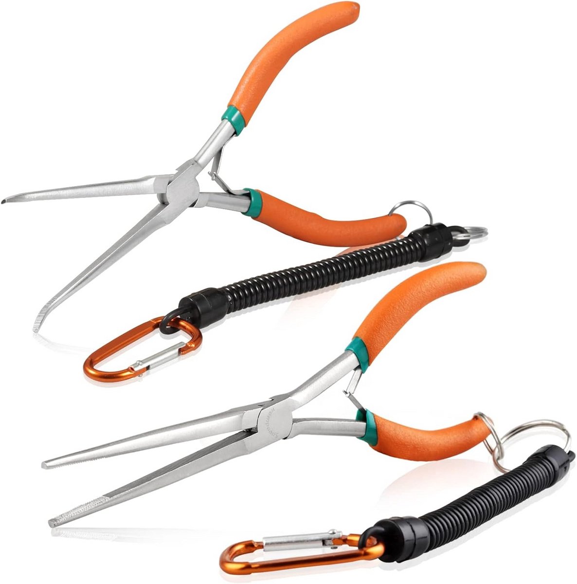 2 Stuks Naaldneus Tang met Gebogen Tips - Extra Lange Naaldverwijderaar met Anti-Loss Lanyard