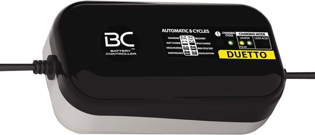 Automatische acculader 12V 1,5A voor loodzuur en lithiumbatterijen