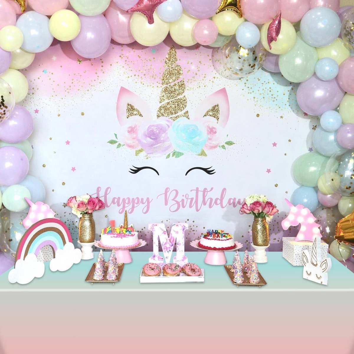 Regenboog Tafelkleed Set van 4 - Pastelkleurige Tafelkleden voor Feestdecoraties