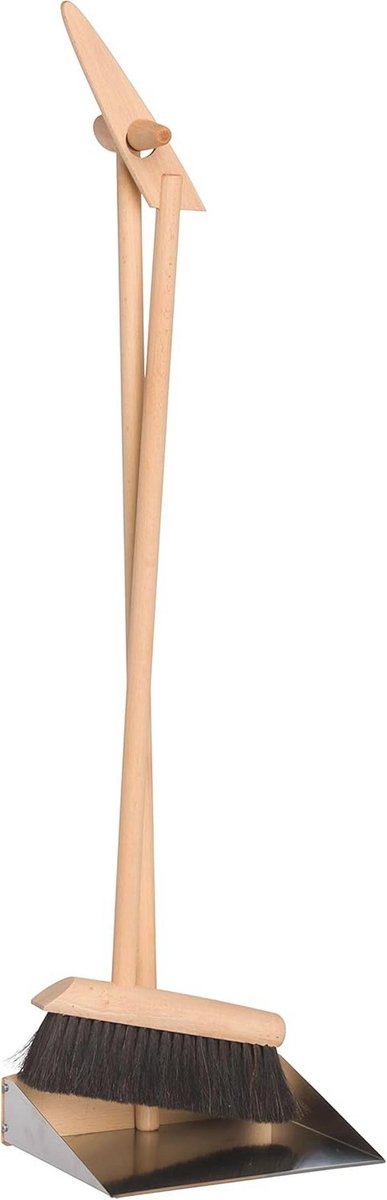 Stabiele Sta-veger-set met Roestvrijstalen Schep en Paardenhaar Bezem - 90 cm