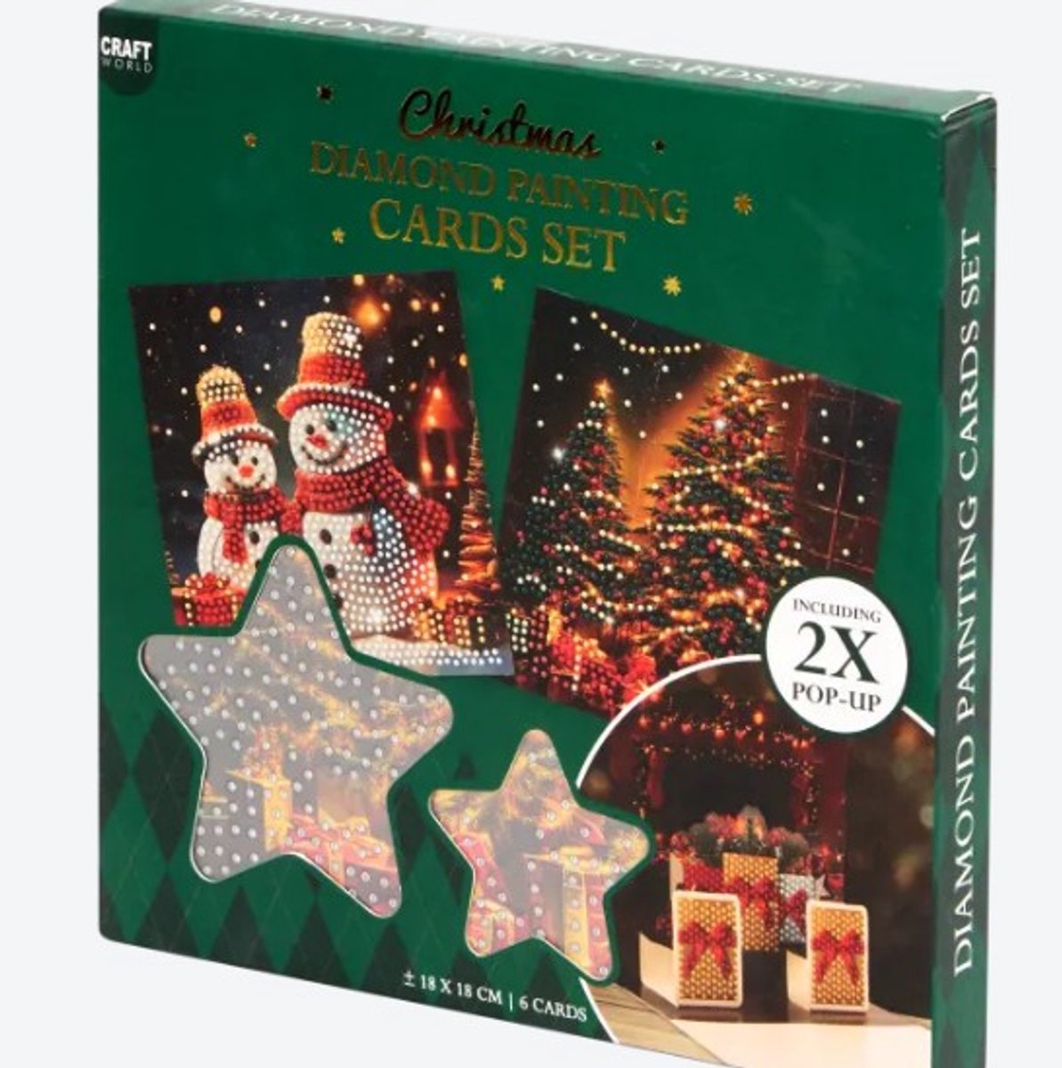 Kerstkaarten kerst- Diamond painting - 4 x regulair + 2 popup
