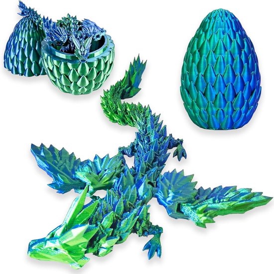 Verrassingsdrakenei met draak binnenin 3D-geprint draakspeelgoed
