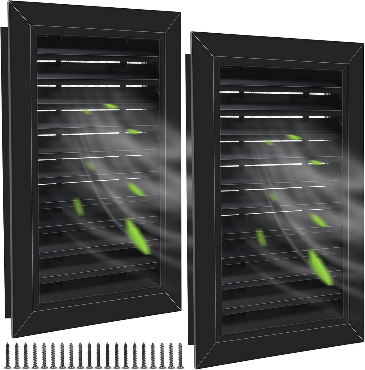 Ventilatieopeningen voor muur 12" x 18" - 2 stuks aluminium met insectenrooster