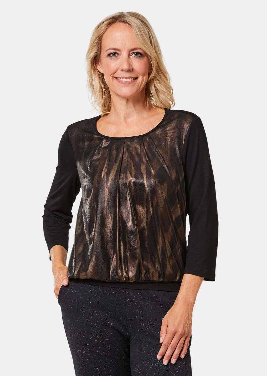 Goldner Blouse Elastisch shirt met metallic print